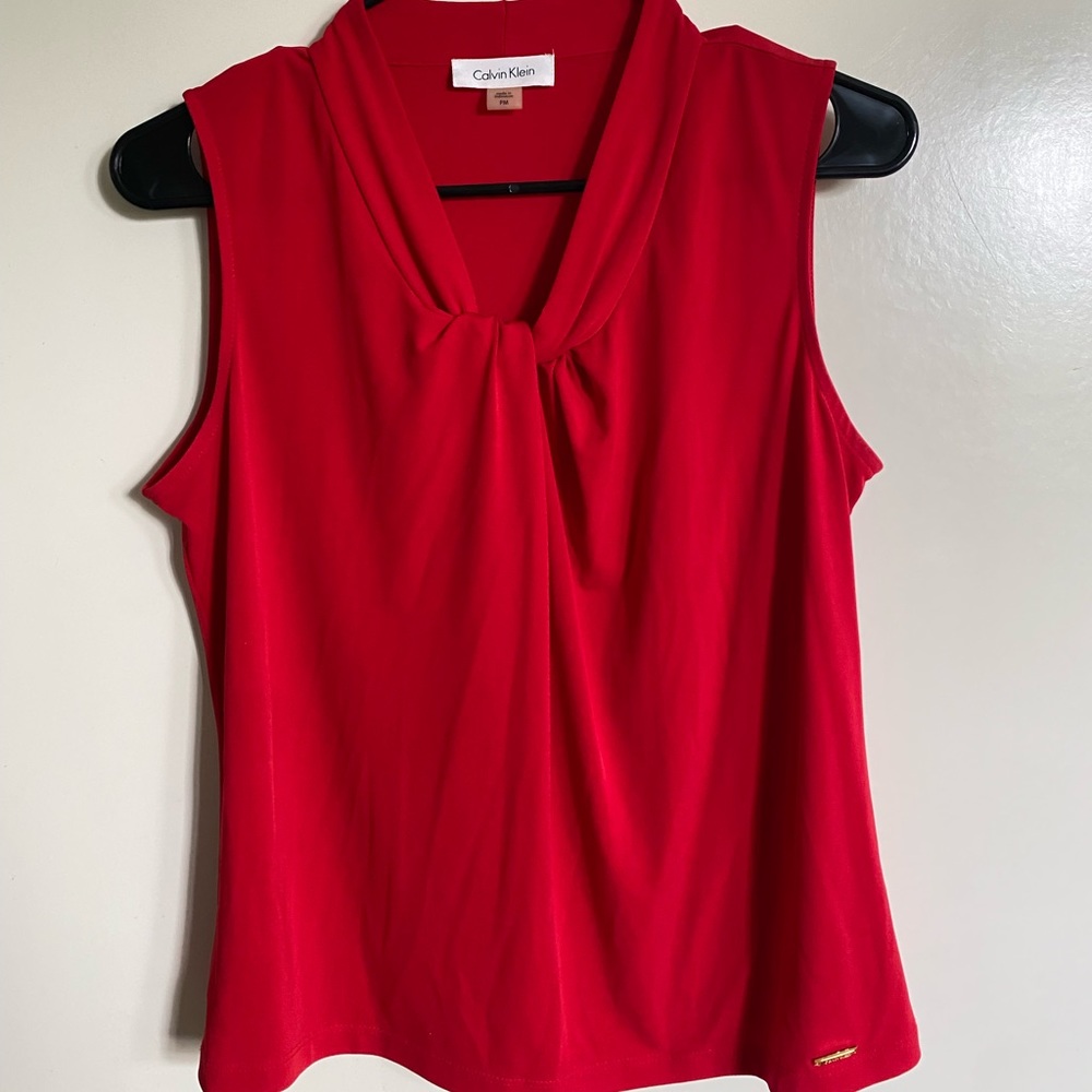 Calvin Klein Red Top Gold Label Women Size Medium
